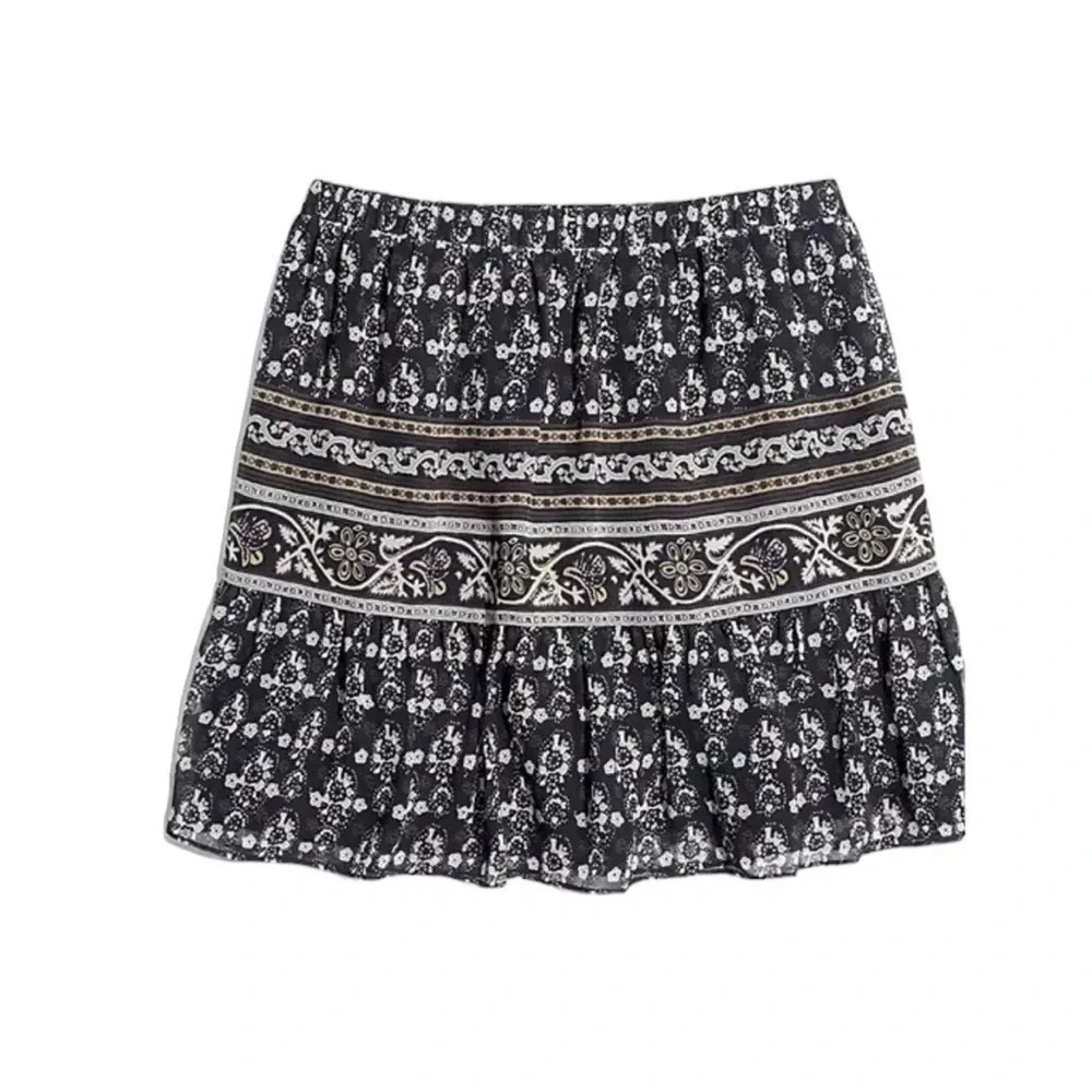 Madewell Artisan Floral Mini Skirt Black Print Size XS - Picture 3 of 10